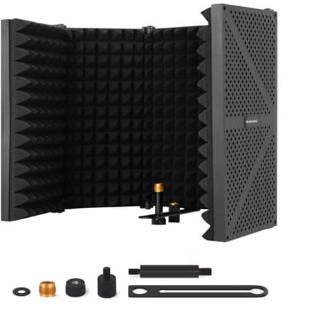 Micfuns Microfono parabrezza, isolamento acustico, assorbitore per microfono con strato di schiuma assorbente, fonoassorbente (5 porte)