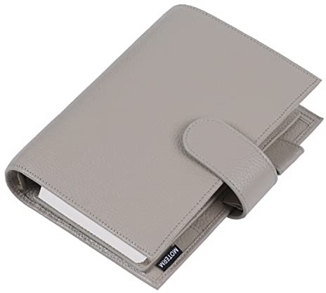 Moterm Personal Luxe Ringe Planer - Echtes Leder Binder Organizer (30mm Ring, Kiesel-Grau)