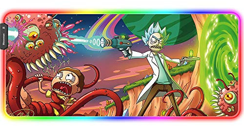 Bimormat XXLGaming RGB Mouse Mat,LED Anime Large Mouse Pad,800x300x3mm,10 Light Modes Extended Mousepad Non-Slip Rubber Base and Waterproof Surface Desk Mat for Gaming Working Study(80x30 RGBgun)