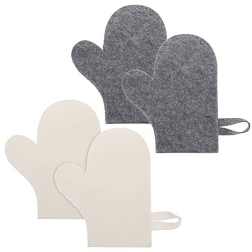 Healvian Felt Sauna Gloves 4pcs Water Absorbing Exfoliating Mittens