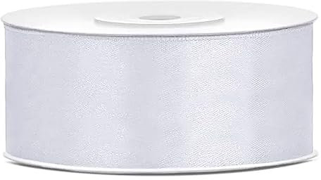 Decoraparty Ruban Blanc 2,5 cm en Satin Double Face, Bobine longueur 25 m pour Décorations de Mariage, Cadeaux des Époux, Baptême, Communion, Noël, Cartes de vœux, Bouquet de Fleurs, Boîtes à dragées
