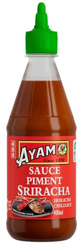 AYAM Sauce Piment Sriracha | Épicée | Piments frais écrasés | Saveurs Authentiques d'Asie | Haute Qualité | Alimentation Saine | Sans gluten | Sans conservateurs | Format Familial - 400ml