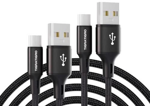 tigratigro Câble USB C, Cable USB Type C 3A Charge Rapide QC 3.0, Câble Chargeur USB C Nylon Tressé pour iPhone 15 Samsung GalaxyS24/S23/S22/S21/S20, Huawei, Xiaomi,OnePlus,Google (1M, Lot de 2)