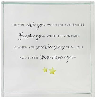 Sympathy Memorial Glass Ornament Token | Bereavement Remembrance Gift | Thoughtful Clear Crystal Keepsake | Sentimental Verse | 9x9x2cm