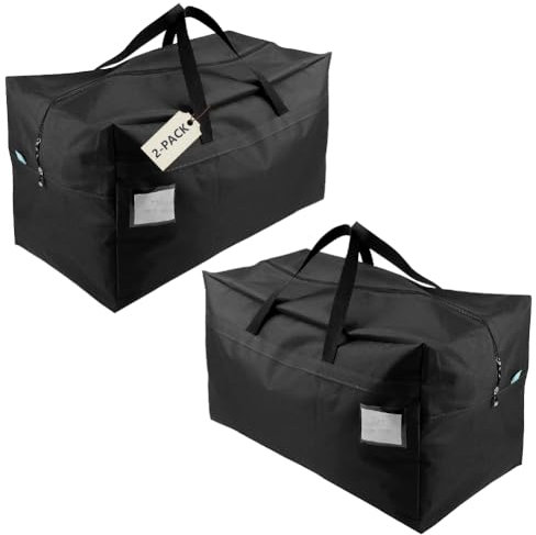 iwill CREATE PRO 2 Stück, 100 l große Aufbewahrungstaschen, ideal für Weihnachtsbäume, Umzugshaus-Organizer-Taschen, Kurzreise-Tragetaschen usw. Schwarz