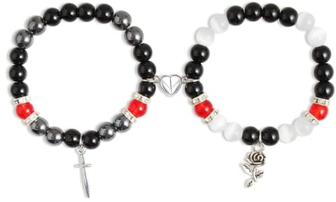 RIXERKOC Matching Armbänder für Paare beste Freunde, Spider Kitty Magnetische Paare Armbänder Fernbeziehung Armband, Mode-Schmuck Geschenke für Valentinstag und Weihnachten