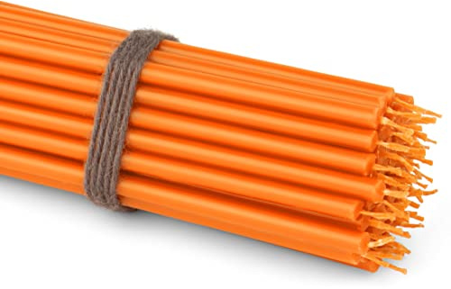 NKlaus Stabkerzen für Kerzen Paraffinwachs, Orange, 16 cm 50x, 50 Stück | rußfrei; tropffrei; lange Brenndauer