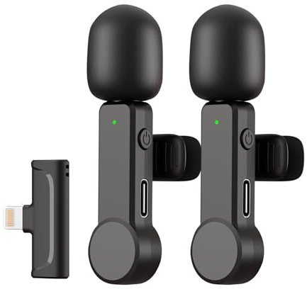 Wireless Lavalier Microphone for iPhone - Lav Mic Noise Canceling Clip On Microphone Lapel Mic for Video Recording Vlog TikTok