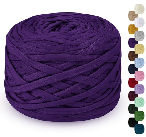 LEREATI Fettuccia per Borse a Uncinetto 285g/100m Cordino per Borse Uncinetto, Filato per Uncinetto, Cordoncino per Borse, Cestini, Tappeti, Fai da Te, Decorazioni, Artigianato (Viola)