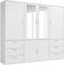 mokebo Kleiderschrank mit Spiegeltüren 6-türig & 6 Schubladen 'Der Grenzenlose', Spiegelschrank, Schlafzimmerschrank, Garderobenschrank mit Spiegel in Weiß, Schrank aus Holz in 210x187x58 (BxHxT)