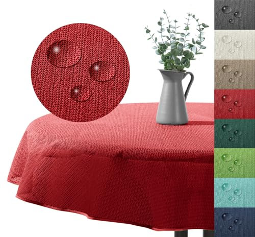 Nappe d'extérieur - Imperméable - Résistante aux intempéries - Antidérapante - Lavable - En mousse souple - Pour jardin, balcon, camping, fête - Décoration de table - Rouge - 140 cm - Ronde