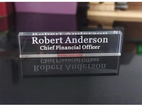 Personalized Acrylic Desk Name Plate, Custom Engraved Office Name Plate for Desk, Office Desk Decor, Gift for Men Women