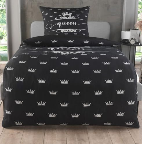 Kuscheli® 2-4-teilig Partner Bettwäsche 135x200 mit 80x80 Kissenbezug, Bettbezug seidig weich, Deckenbezug 135 x 200 Mikrofaser, Farbe:Queen, Größe:2-TLG 135x200