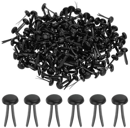 PATIKIL 200 Stück Musterbeutelklammern 6 x 12 mm Mini Brads Metall Rundkopfklammern Briefklammern Musterklammern Scrapbooking für Kunst Basteln Handwerk DIY-Projekte PapierSchwarz