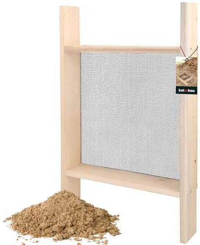 KOTARBAU® Tamis Sable - Tamis Jardinage - 3 x 3 mm - Acier - 80x50 cm - Terre Cailloux - Robuste - de Maçonnerie - avec Cadre en Bois - pour Chantier