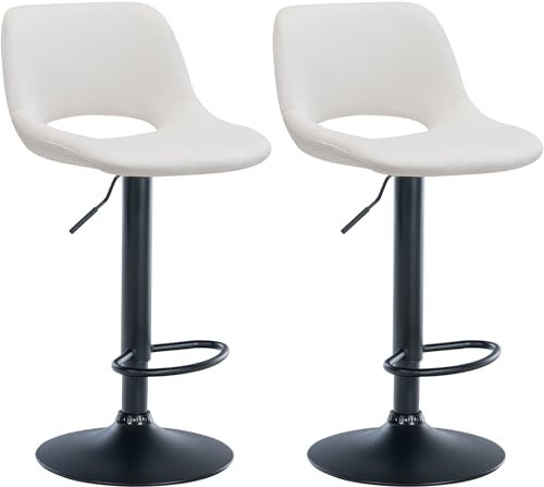 CLP 2er Set Barhocker Camden I Samt-Bezug, Farbe:Creme, Material Gestell:Metall matt schwarz