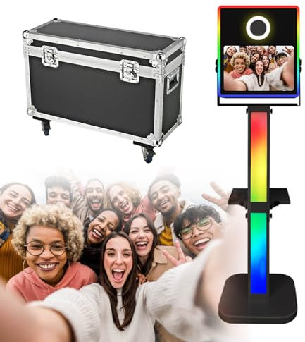 YXFAZPP Machine de Cabine Photo Portable pour Selfie – Cabine vidéo pour Appareil Photo Reflex numérique pour Location de Mariage/fête/événements, complète avec étui de Transport (Black)