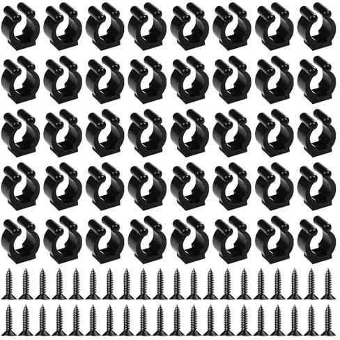 OXDFK 40 PCS Fishing Rod Clips, Wall Mounted Fishing Rod Holders, Billiards Snooker Cue Locating Clip Holder, for Fishing-Rods Billiards Cues Storage Rack