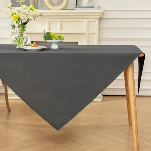 Moonooda Tischdecke Dunkelgrau Waschbar, 100X100cm Tischdecken Tischtuch aus Polyester, Leicht wasserabweisend mit Lotuseffekt, Dauerhaft Kratzfest für Haus, Hochzeiten, Party