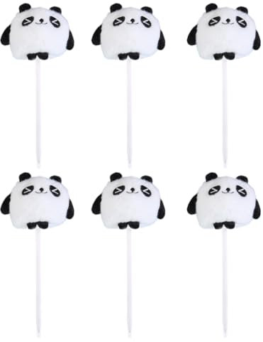 KASFDBMO 6 Stück Plüsch-Panda-Kugelschreiber, lustiger Schreibstift, glatt zu schreiben, Weihnachtsstrumpffüller für Studenten, Kinder, Belohnung