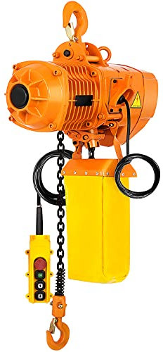 VEVOR Palan Électrique à Chaîne, Capacité de Charge 1 t, Hauteur de Levage Max. 4 m, 1,1 kW, Grue Aérienne Monophasée avec Chaîne G80, Télécommande Filaire 3,3 m, pour Garage, Atelier, Hôtel, Maison
