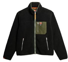 Superdry Herren Vintage Retro Borg Fleecejacke Schwarz XXXL