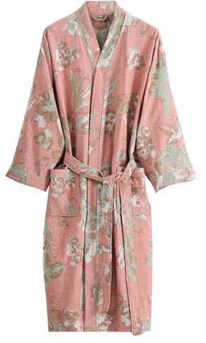 PRINCESS BRIDE Peignoir unisexe en gaze de coton double couche respirant, pyjama doux et absorbant Yukata pour hôtel, maison