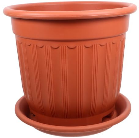 ifundom Pot De Fleurs Résine Style Colonne Romaine Blanche Pot Plastique Vertical pour Plantes D'intérieur Et Cactées Facile Entretien Rouge Terre Cuite Hauteur
