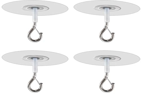 Maigridy 4PCS Invisible Ceiling Hooks Adhesive Mounts for Curtains Planter Transparency Hook for Indoor and Outdoor Use Multipurpose Adhesive Ceiling Hooks