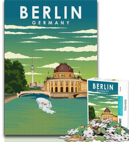 Berlin Deutschland Reisekunst-Puzzle 1000 Teile für Erwachsene, Lernspiel, Herausforderungsspielzeug, ganze Familie, 38x26cm