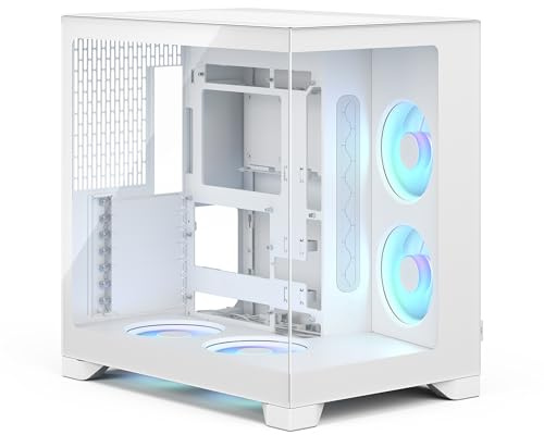 Fractal Design Pop 2 Vision White RGB case PC gaming con vetro panoramico – Design a doppia camera – 4 ventole RGB reverse – ATX/E‑ATX/mATX/ITX
