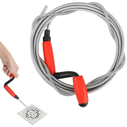 5M Heavy Duty Drain Unblocker Tool - Flexible Drain Snake, | Toilet Auger & Plumbing Snake for Bathroom, Kitchen Sink & Outdoor Drain - Drain Rods, Pipe Unblocker & Drain Cleaning Tool