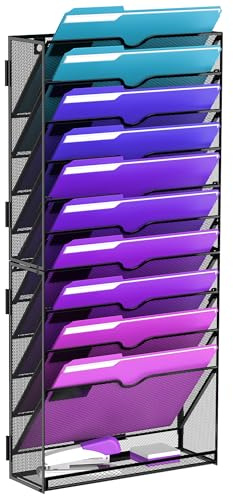 RITOLLO 11-Tier Wall File Organiser, Black