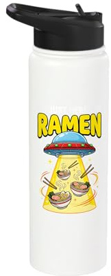 I'm Just Here for Ramen UFO Abduction Funny Noodle Lover Stainless Steel Insulated Water Bottle