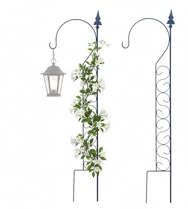 Relaxdays Rankhilfe, 2er Set, HxB 116 x 28 cm, Schäferstab, schwarz | Rankgitter für Kletterpflanzen, Metall, freistehend