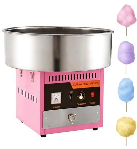 Candy Floss Machine 0-300°C, 1000W Cotton Candy Machine Commercial with Stainless Steel Bowl, Sugar Scoop, Pink Candy Floss Makers for Kids, Home, Birthday, Parties, Festival, Carnival, Candy Machin