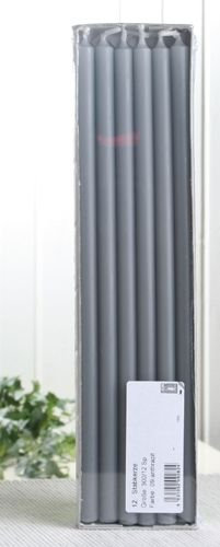 CandleCorner Stabkerzen, 30 x 1,2 cm Ø, 12er-Pack, anthrazit-grau