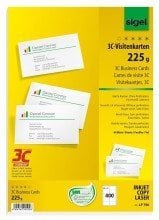 Sigel© Visitenkarten, 3C, glatter Schnitt rundum, 225 g/mý, hochweiá, 400 Stck