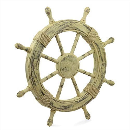 Nagina International Nautical Rusticn Brown Antique Schiffsrad | Schöne Wanddekorskulptur (48 Zoll)
