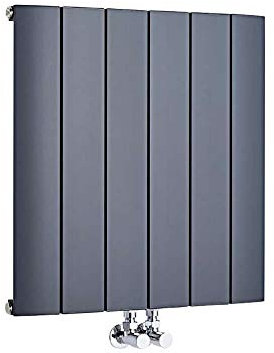 Hudson Reed Aurora - Design Heizkörper 600mm x 565mm in Anthrazit mit Mittelanschluss
