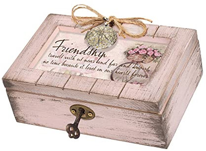Cottage Garden Freundschaft Reisen mit Herzen Blush Pink Medaillon Petite Spieluhr spielt Edelweiß
