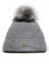 LONGCLASS Graue Bommelmütze Damen Elegance hellgraue Mütze Frauen Wintermütze grau hellgrau Wollmütze mit Bommel Damenmütze Strickmütze Pudelmütze fein Mädchen