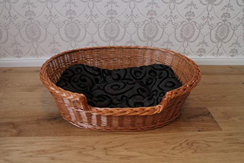 Marcus Hundebett mit Einstieg aus Weide und Kissen Hundekorb Weidenbett Katzenbett Hundekörbchen