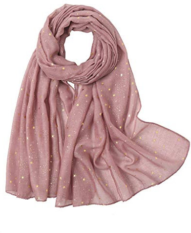 KAVINGKALY Foulard D'hiver doux pour Femmes Avec Châles Longs de Mode Etoile d'or Scintillants Dames Foulards de Créateurs de Célébrités (Haut rosa)
