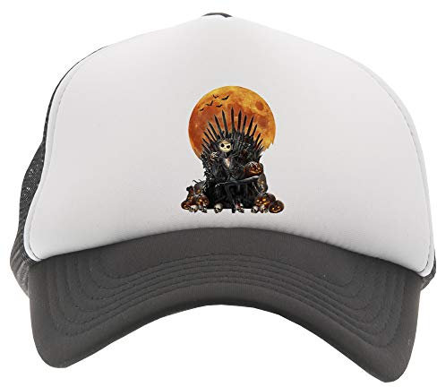 Delavi Jack Skellington Sitzt Auf Thron Baseball Trucker Kinder Kappe Schwarz Black Cap