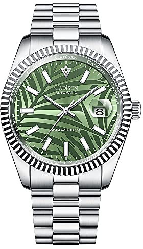 CADISEN Herren Automatik Mechanische Uhr Casual Uhren für Männer Wasserdicht Saphir, Grün , 40MM, Luxuriös, modern