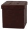 La Maison Foldaway Ottoman Storage Blanket Toy Box Stool Faux Leather Chocolate Brown 38x38cm