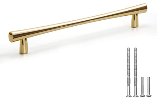 YAGU 10 Stück Helles Gold Schrankgriffe, 192mm Lochabstand Poliertem Messing Schubladengriffe Zinklegierung Stangengriff Möbelgriffe für Küche Schubladen Schrank Kommode Kleiderschrank Küchenschränke