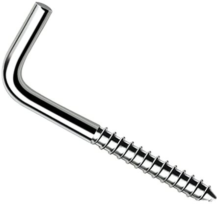 45mm Tornillos de Gancho en L Ángulo Recto (25 piezas) Tornillo de Madera de Esquina de 90 Grados Chapado en Zinc, Tocador, Ganchos Cuadrados Para Secadora de Ropa, Colgador de Pared 4x45 mm