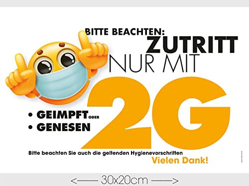 Hinweisschild 2G | 30x20cm wetterfest | Kunststoff-Schild | 2G-Regel | Zutrittsbeschränkung